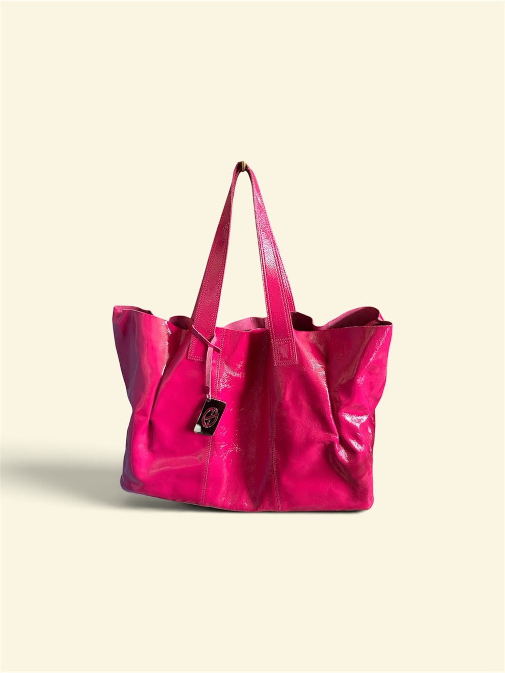 Francesco Biasia Magenta Patent Leather Tote Bag